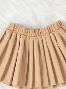 SHEIN Elladie kids Infant/Baby Girl Plain Color Pleated Skirt, New Fashion Comfortable Outdoor Classic Simple Design