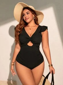 Swim Chiccia Summer Plus Size V-Neck Casual Beach/Pool Swimwear