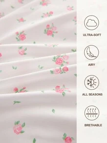 2/3pcs Vintage Style Pink Floral Print Duvet Cover , Soft Microfiber White Pink Floral Bedding Set Girls Flower Botanical Duvet Cover With 4 Ties And Button Closure Aesthetic Garden Floral Comforter Cover With 1/2 Pillowcases(No Comforter), ,Good Gifts For Lover(No Comforter) Fit For Twin Full Queen King All Size.For Home Bedding And School Bedding Dorm Essentials