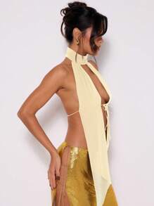 MUSERA 露背系带吊带露背纯色上衣，适合派对、生日、夏季假日、伊比沙岛海滩装、节日外出、秋季穿着