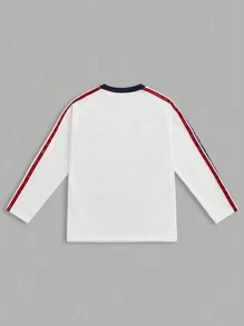 Gameset SHEIN Sport Loose Fit Casual Colorblock Stripe Slogan Print Sports T-Shirt - White - View 2