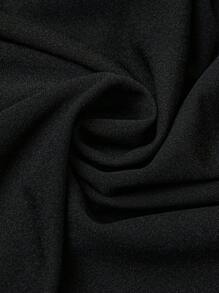 SHEIN Clasi Plus Size Solid Color Cape Asymmetrical Sleeve Fitted High Slit Black Long Dress - Black - View 6