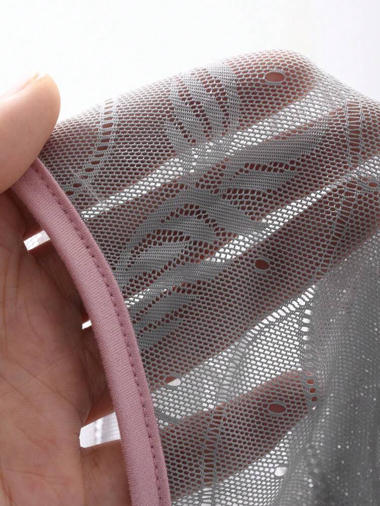 Lace Embroidery Sheer Mesh Patchwork Sexy Bodysuits With Apron Accessories Lingerie Costume Set