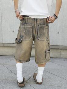Manfinity EMRG Pantaloncini casual in jeans semplici e alla moda per uomo, per uso quotidiano