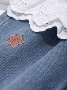 Dazy Kids Young Girl Star Embroidery Jeans For Spring - Blue - View 3