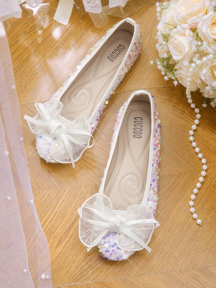 CUCCOO HITCHD Zapatos planos de mujer con punta redonda, lazo de perla blanca, elegantes para uso casual, vacaciones, fiestas, citas, bodas y eventos