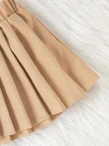 SHEIN Elladie kids Infant/Baby Girl Plain Color Pleated Skirt, New Fashion Comfortable Outdoor Classic Simple Design
