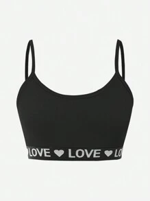 Valentine's Day Valentine's Clothes Valentine's Decorations 4pcs/Set Girls Ribbed Camisole Underwear Set, Soft, Comfortable, Versatile, Casual, Can Be Worn Year-Round (4 Pieces Sold Separately)