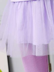 Ensemble de vêtements à domicile pour bébés filles avec série violette, robe à manches longues en maille brodée avec un lapin mignon et leggings décontractés
