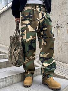 Manfinity EMRG Men's Camouflage Cargo Pants, Casual & Fashionable Daily Wear
