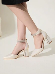 CUCCOO CHICEST Women's White Pointed Toe High Heel Pumps, Elegant For Commuting, Dating, Wedding, Office, Formal Occasions - Apricot - View 1