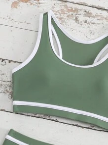 SHEIN Tween Girl Colorblock Trim Swimwear Set For Beach/Vacation Summer Holiday