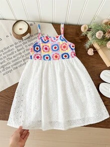 LMoss Kids LMoss 少女碎花拼布梭织紧身背心连衣裙 - 紅色 - 查看 1