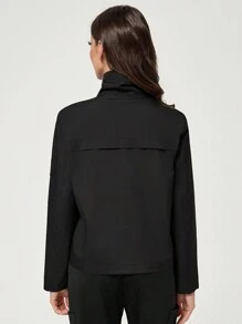 Scrubzie Women's Long Sleeve Scrub Uniform Jacket With Pockets, Suitable For Autumn And Winter - Black - View 2