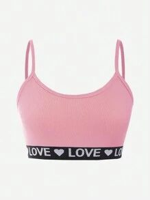 Valentine's Day Valentine's Clothes Valentine's Decorations 4pcs/Set Girls Ribbed Camisole Underwear Set, Soft, Comfortable, Versatile, Casual, Can Be Worn Year-Round (4 Pieces Sold Separately)