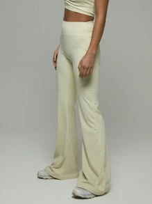 Musera Sport Flared High Waisted Leggings, Padel, Tennis, Pickleball Gym Fitness - Yellow - View 3