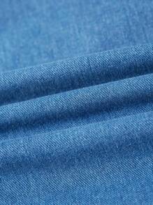 SHEIN MOD Women's Casual Tie Cami Mini Denim Dress - Medium Wash - View 4