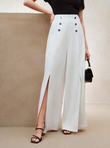 Anewsta Elaire Elegant Slit Front Women Long Pants
