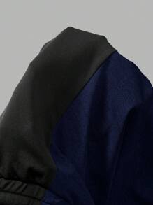 Slaydiva Autumn Casual Simple Hooded Zippered Black And Gray Coat Tops Slim Fit Color Matching Trousers Women's Two-Piece Set-H