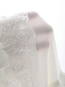 DAZY Solid Color Lace Patchwork Long Sleeve Loose Women's Nightgown Pajama - Beige - View 7