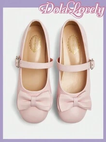 Dola Lovely 1 Pair Women's Mary Jane Flats, Pink Bow & Rhinestone Slip-On Casual Shoes, Comfortable & Versatile For Outdoor Wear - Pink - View 4