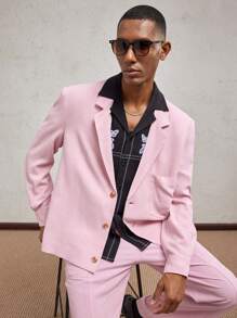 AKNOTIC Business Casual Áo khoác blazer nam dệt may vừa vặn, phù hợp mặc hàng ngày, quà tặng tốt nghiệp, cho mùa thu đông - Hồng - Xem 3