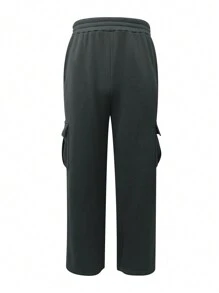 Men's Casual Versatile Solid Color Cargo Pants - Dark Grey - View 3