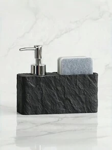 250毫升浴室黑色岩石仿树脂浴室厨房皂液器乳液分配器带海绵架家居浴室装饰夏季 - 彩色 - 查看 1
