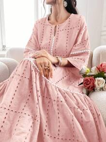 Al Najma 1 Pc Women's Casual Simple Arabian Style Dress, Suitable For Daily Wear - Pink - View 8