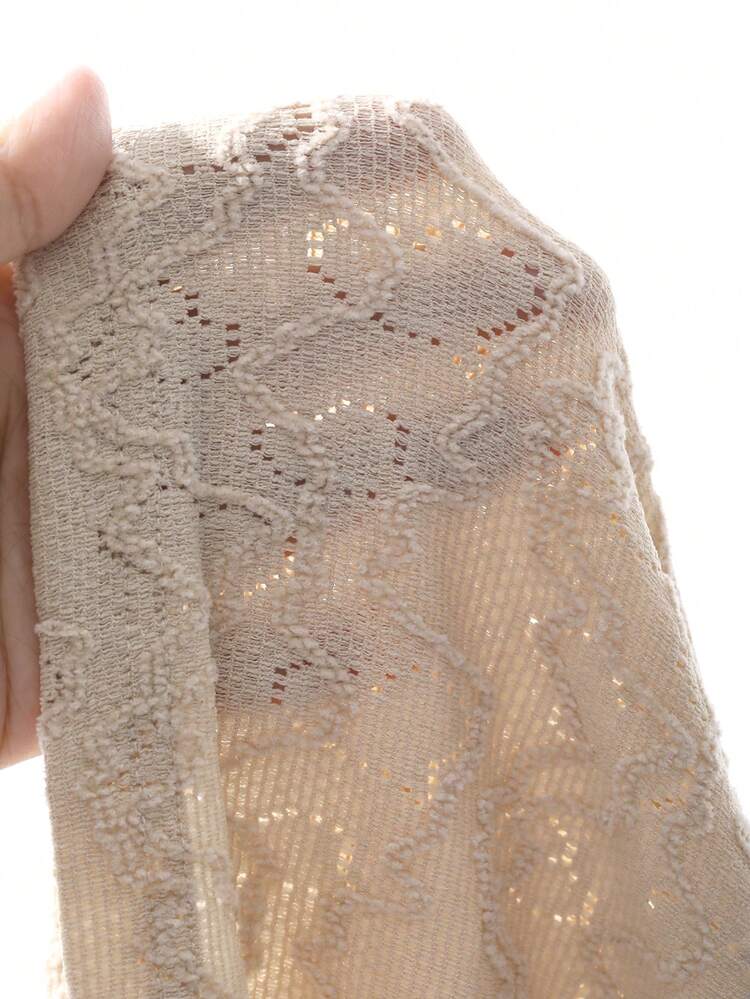 Romantic Textured Jacquard Knit Fabric V-Neck Sleeveless Fitted Long Nightgown Pajama