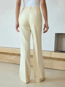 MOTF STUDIO PRESS CREASE FLARE LEG SUIT PANTS - Yellow - View 4