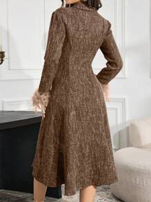 Modelyn Women Casual Minimalist Dress For Everyday Wear Long Evening Dresses - Coffee Brown - View 2