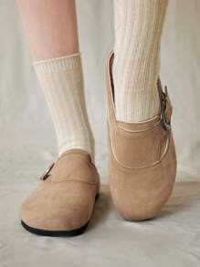 Solecia Women's Adjustable Buckle Design Casual Flat Slip-On Shoes Spring Shoes Spring Break Easter - Brown - View 5