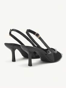 CUCCOO CHICEST Women's Pointed Toe Stiletto High Heel Fashion Black Pearl Mesh Wedding Shoes, Formal Party Pumps - Black - View 11