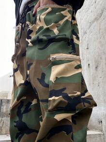 Manfinity EMRG Men's Camouflage Cargo Pants, Casual & Fashionable Daily Wear