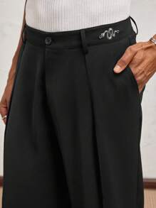 AKNOTIC Party Men's Loose Fit Metallic Snake Graphic Print Tapered Casual Trousers, Suitable For Daily Wear, Spring/Summer, Wedding, Vacation, Graduation Gift - Black - View 1