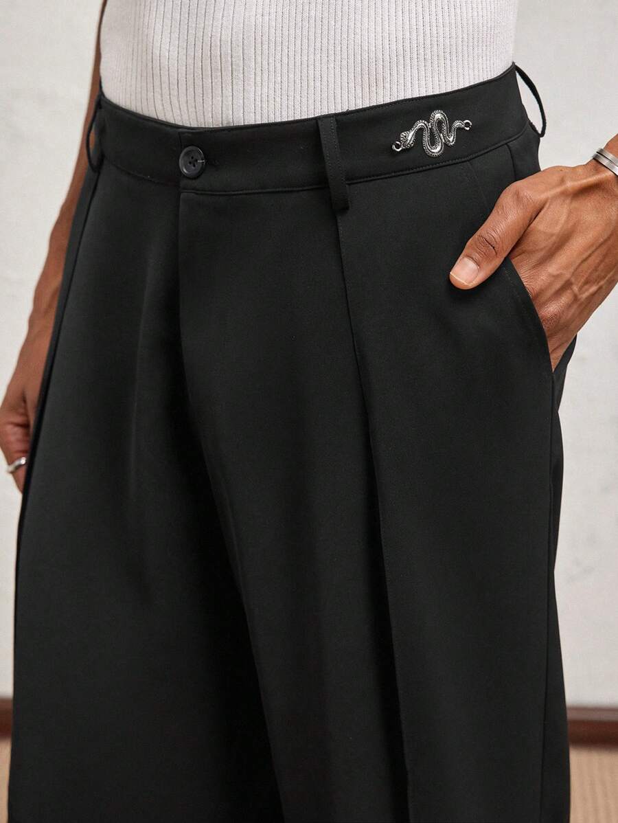 AKNOTIC Party Men's Loose Fit Metallic Snake Graphic Print Tapered Casual Trousers, Suitable For Daily Wear, Spring/Summer, Wedding, Vacation, Graduation Gift - Black - View 1