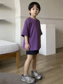 DAZY Young Boys Graphic Printed Shorts With Pockets - Navy Blue - View 4