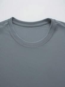 Manfinity Dauomo Men's Crew Neck Short Sleeve Letter Print Casual T-Shirt - Light Grey - View 3