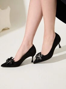 CUCCOO CHICEST Women's Pointed Toe High Heel Party Shoes, Fashionable For Autumn/Party Spring Shoes Spring Break Easter Prom Heels - Black - View 8