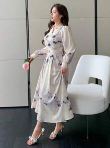 DAZY 2 Stücke Set Damen Blume Muster Crop Top und Rock, Herbstmode für Frauen zu Ostern - Aprikosenfarben - Übersicht 5