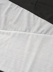 Manfinity Homme Manfinity Men's Casual Everyday Wear With An INS-Inspired Design, Featuring A Classic Black, White, And Gray Color-Blocked Knit Short-Sleeve Polo With A Button Placket. Perfect For Music Festivals, Hawaiian Beach Vacations, And Everyday Styling. Also Makes A Great Gift For A Boyfriend Or Husband. Men's Color Block Textured Fabric Casual POLO Shirt, Polo Shirts For Men, - Black and White - View 5