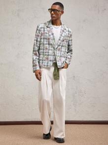 AKNOTIC Business Casual بليزر كاجوال رفيع القصة مطبوع بنقشة مربعات وزهور، مناسب للارتداء اليومي، للربيع والصيف، للعطلات، هدية التخرج، للخريف والشتاء