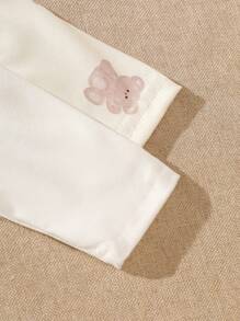 Newborn Baby 2pcs Cute Bear Print Long Sleeve Bodysuit With Hat And Mittens, White Background - Multicolor - View 3