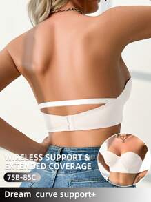 1pc Women's Steel Boned Strapless Tube Top - White - View 2