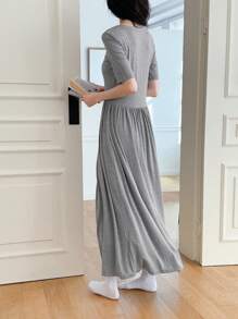 DAZY Vestido casual ajustado de manga corta sencillo y largo