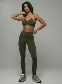 Musera Sport V Neck Strap Back Detail Sports Bra, Padel, Tennis, Pickleball Gym Fitness