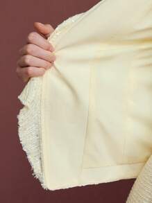 MOTF PREMIUM GIACCA CON FINITURE A VOLANT IN TWEED - Beige - Visualizzare 7
