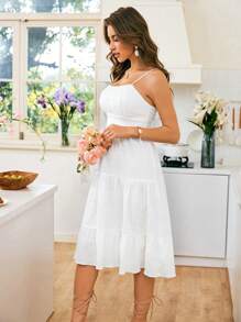 SHEIN VCAY Robe d'été décontractée à bretelles fines pour femmes, coupe évasée, texture