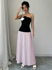 Chiquease Women's Sleeveless Contrast Color Maxi Bodycon Dress  Unique Dress - Pink - View 4